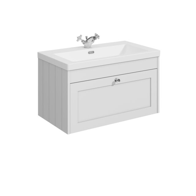 Balterley Wall Hung 1 Drawer Unit & Minimalist Basin 1 Tap Hole White 431 x 800 x 453mm