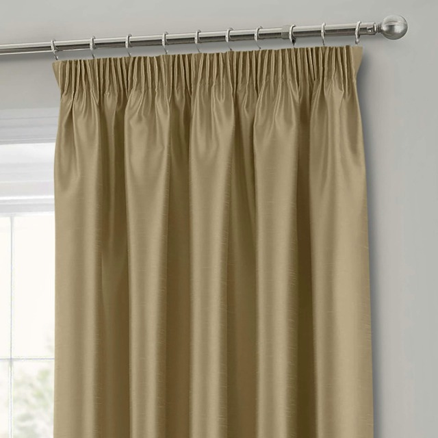 Intimates Faux Silk Pencil Pleat Curtains - 117cm x 137cm Cream Latte