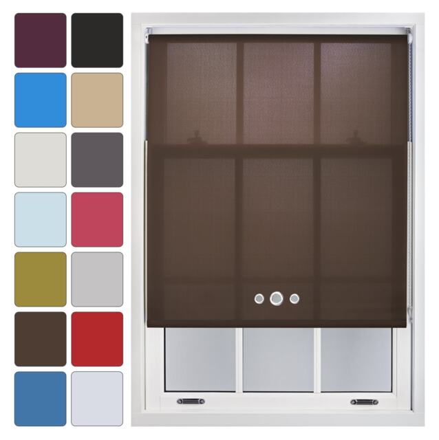 FURNISHED Daylight Roller Blinds with Triple Round Eyelets Easy Install Cut to Size Brown Mocha (W) 120cm x (L) 210cm
