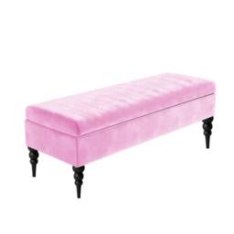 Sierra Plain 150cm Ottoman Storage Bench - Plush Velvet Shoe Bench - Pink Upholstery Footstool with Storage