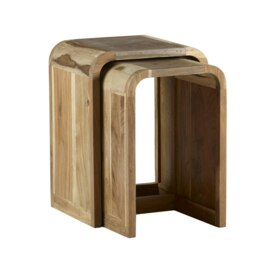 Aaron Nest of 2 Wooden Tables Brown