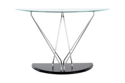 Interiors by Premier Modern Half Moon Console Table, Contemporary Chrome and Glass Console Table, Half Circle Console Table Black