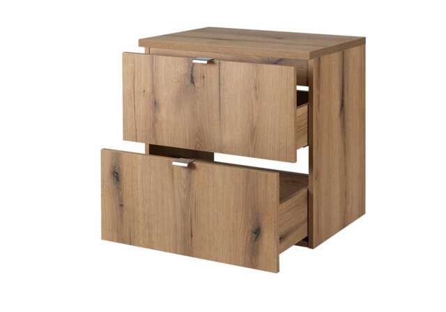 Bathroom Vanity Unit Sink Cabinet Wall Drawers 600mm Worktop Oak Storage Nova