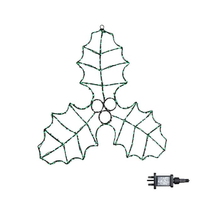 64cm Light up FlexiBrights Christmas Holly and Berries Decoration with 268 Green & Red LEDs