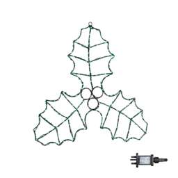 64cm Light up FlexiBrights Christmas Holly and Berries Decoration with 268 Green & Red LEDs