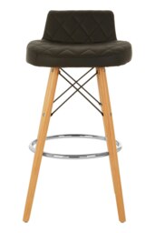 Orsina Black Leather Effect Seat Bar Stool, Comfortable Seating Faux Leather Bar Stool, Space-Saver Kitchen Stool