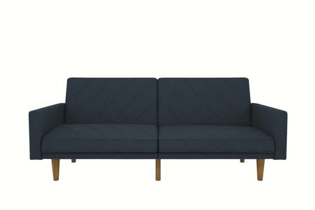 Paxson Clic Clac Sofa Bed in Navy Blue Blue NAVY BLUE LINEN Three Seater