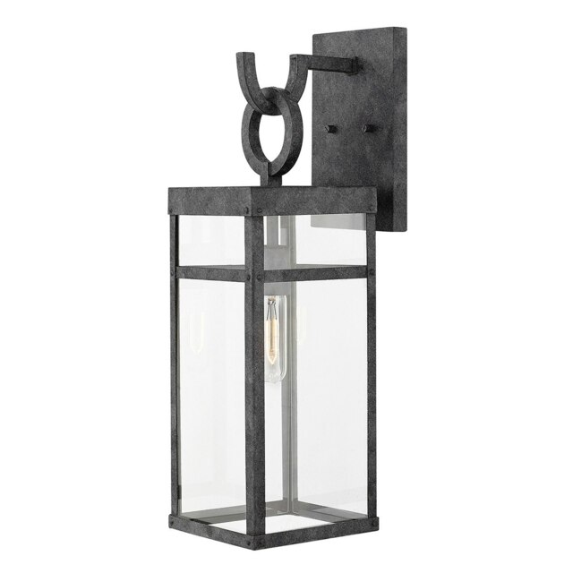 Hinkley Porter Outdoor Wall Lantern Aged Zinc, IP44