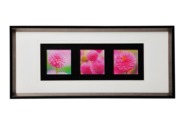 Pink Floral Colour Glass Triple Wall Art Multi