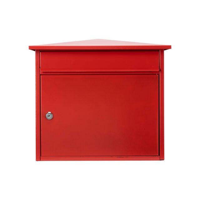 Burg-Wachter Mersey Large Wall Mounted Galvanised Steel Post Box - 36x35x20cm Red