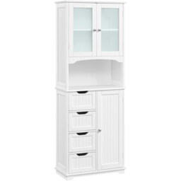 Yaheetech Freestanding Bathroom Cabinet with Adjustable Shelf White White