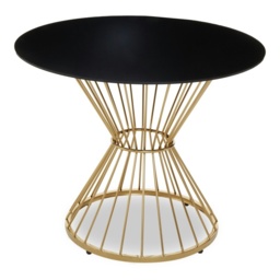 Interiors By Premier Luxe Hourglass Dining Table With Black Glass And Gold Base,stylish Lounge Table, Patio Table, Kitchen Table Gold