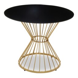 Interiors By Premier Luxe Hourglass Dining Table with Black Glass And Gold Base,Stylish Lounge Table, Patio Table, Kitchen Table Gold