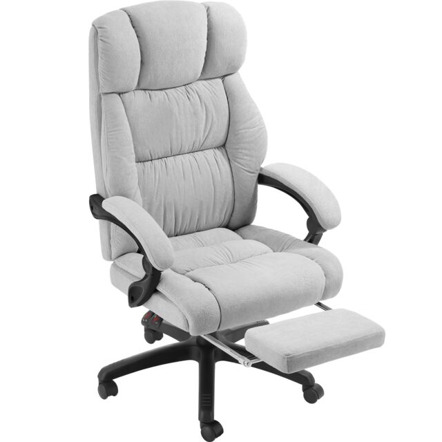 Office Chair Gillian with Folding Footrest, 360 Swivel, Padding and Velour cover Grey grey One Size 1