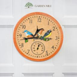 Marco Paul 30cm Multicoloured Bird Design Clock and Thermometer Multi