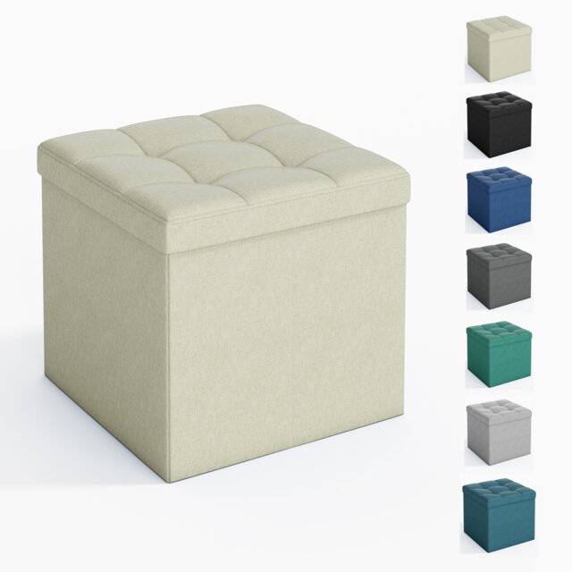 38cm Square Ottoman Foldable Storage Upholstered Foot Rest