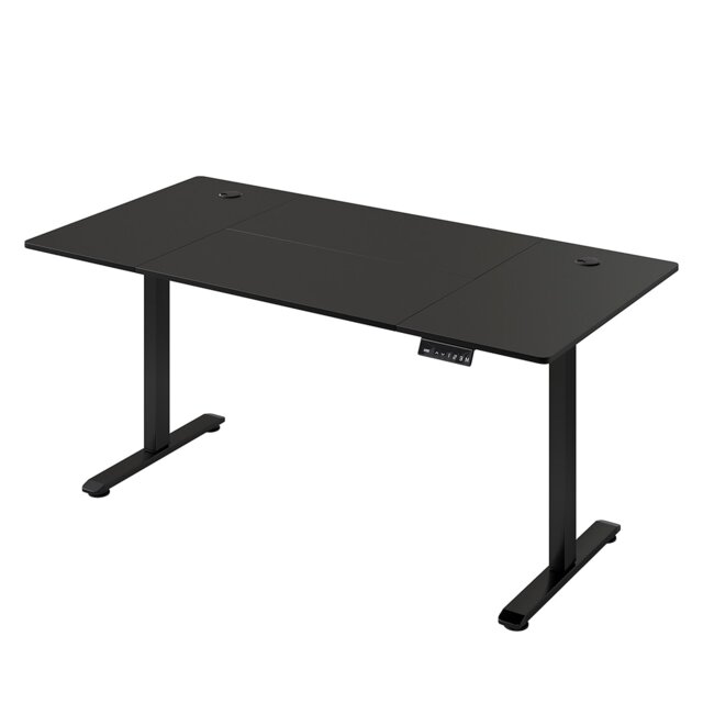 Levede Electric Standing Desk Adjustable Height Black Metal Frame Black Black