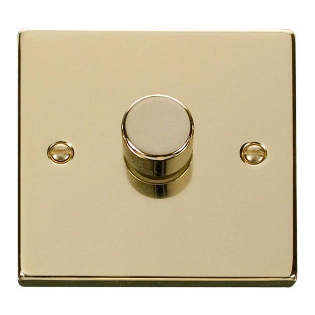 SE HOME Polished Brass 1 Gang 2 Way LED 100W Trailing Edge Dimmer Light Switch Gold Polished Brass