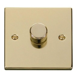 SE HOME Polished Brass 1 Gang 2 Way LED 100W Trailing Edge Dimmer Light Switch Gold Polished Brass