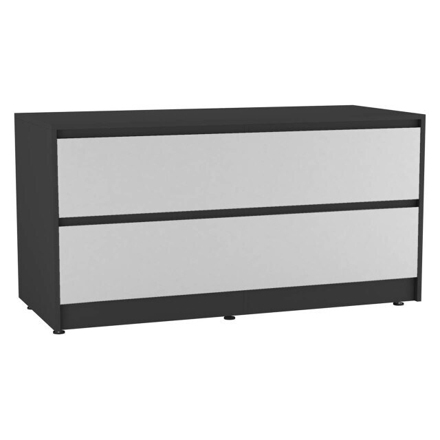 URBNLIVING 4 Drawer Wide Chest Of Drawers Bedroom Storage Unit Multi Black Carcass + White Drawers