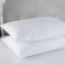 Quilted Pillow Pair Soft Microfibre Cover Hollowfibre Filling Non Allergenic Multi