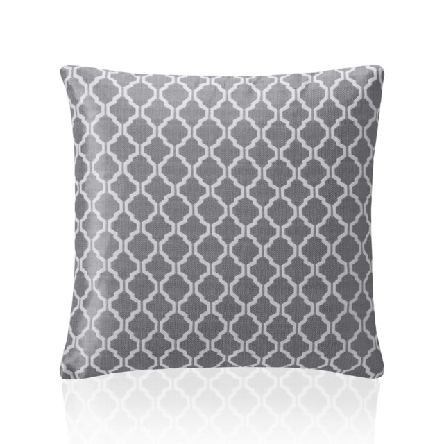 Two Tone Geometric Jacquard 45cm x 45cm Silver Cushion Set of 4 Silver White 45cm x 45cm x 10cm 4