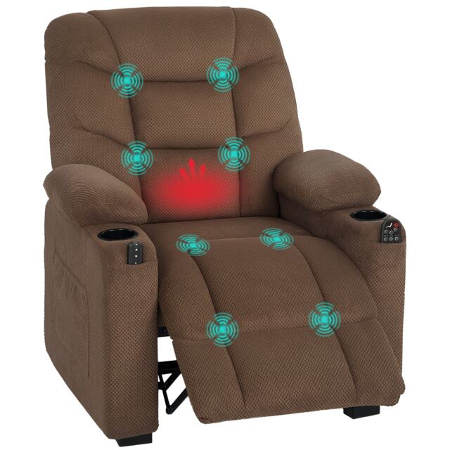 HOMCOM Electric Massage Recliner Armchair with Heat, Reclining Chair, Brown Brown