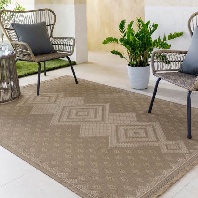 LIVABLISS Mystery-Washable Modern Jute Rug 158 x 213 cm Tan Beige Ivory