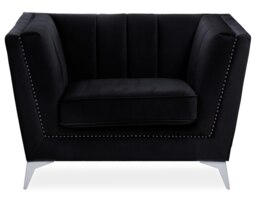 Orsina Black Velvet Chair, Comfortable Velvet Desk Chair, Backrest Velvet Armchair, Cozy Armchair