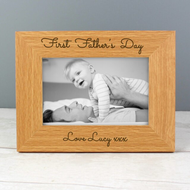 Personalised Free Text 6x4 Wooden Photo Frame Brown One Size