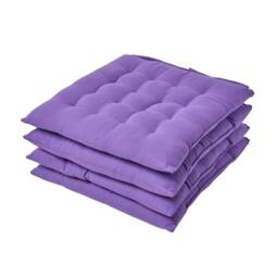 Homescapes 4 x Seat Pads Luxury Cotton Indoor Outdoor Garden Dining Cushion Purple 40 x 40 cm 4