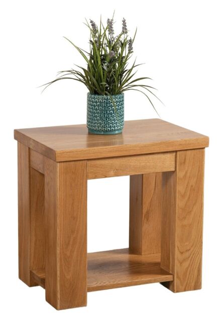 Solid Oak Lamp Table for Living Room Brown Light Oak
