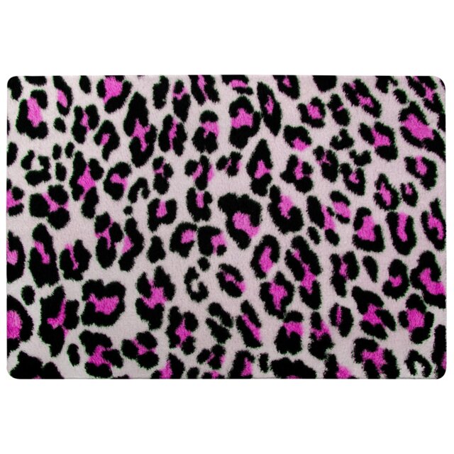 Pink Fluffy Leopard Rug Multi