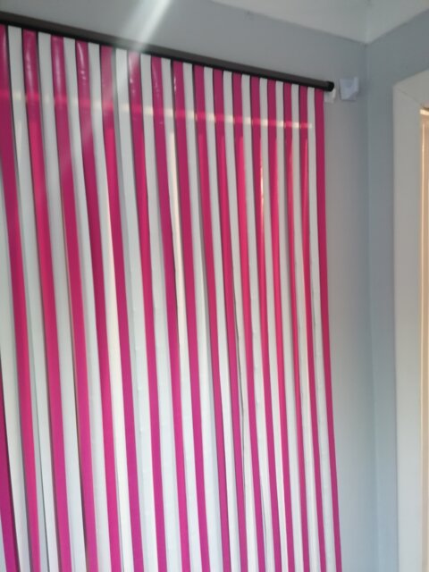 Heavy Duty Bug Blind,Fly Blind,Strip Blind, Door Blind-NEON PINK & WHITE (80cm wide-UK Standard door size)