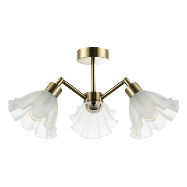 Traditional Ceiling Light Fitting with Frosted Scallop Glass Shades