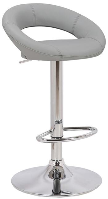 Sorrento Real Leather Kitchen and Breakfast Bar Stool, Height Adjustable Swivel Gas Lift, Grey