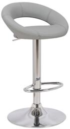 Sorrento Real Leather Kitchen and Breakfast Bar Stool, Height Adjustable Swivel Gas Lift, Grey