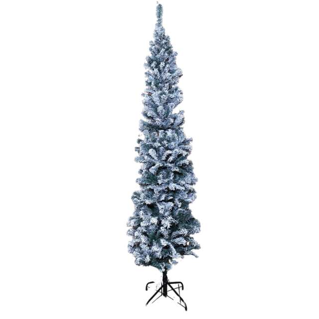 6.5ft (2m) Premier Snow Flocked PVC Spruce Pine Slim Christmas Tree in Green