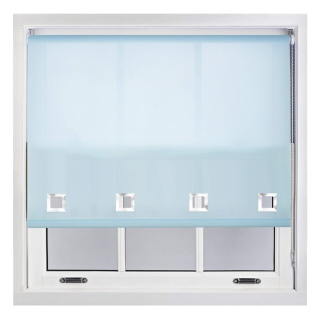 FURNISHED Daylight Roller Blinds with Large Eyelets Cut to Size Sheer Fabric Blue Duck Egg Blue (W) 180cm x (L) 165cm