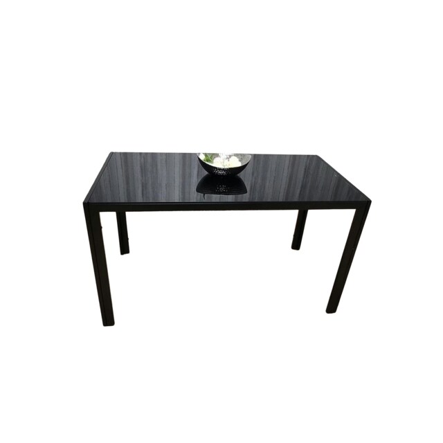 Dining Table Black Glass Kitchen Place for 4 Seats, Dining Table Only (Black H 75 x L 120 x W 70 cm) Black 1