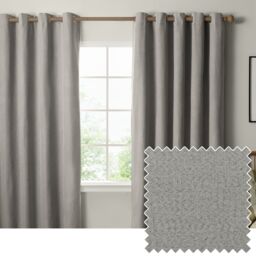 Furn The Ultimate Blackout Textured Woven Eyelet Curtain Pair Grey Grey 1