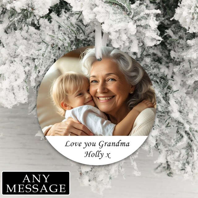 Personalised Message and Photo Upload Decoration Christmas for Grandma