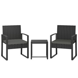 Outsunny Rattan Bistro Set, 3 PCS Garden Furniture with Cushion, Dark Grey Grey Dark Grey 55 x 58 x 76 cm