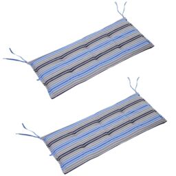 Outsunny 2 Pieces Replacement Cushions for Garden Bench, with Strips, Blue Blue Blue Stripe 2