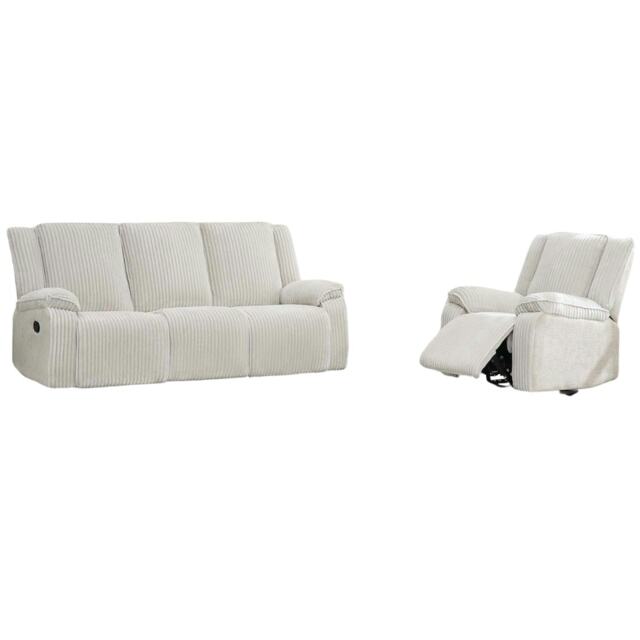 Verona 3+1 Jumbo Cord Manual Recliner Sofa Set Grey Grey Four Seater