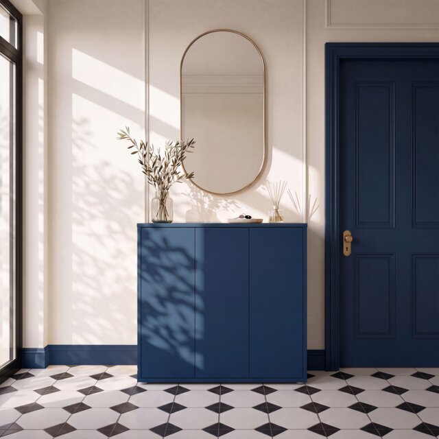 Alice Springs Shoe Cabinet with 3 Doors Push-to-Open in Night Blue