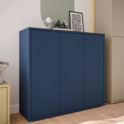 Alice Springs Shoe Cabinet with 3 Doors Push-to-Open in Night Blue