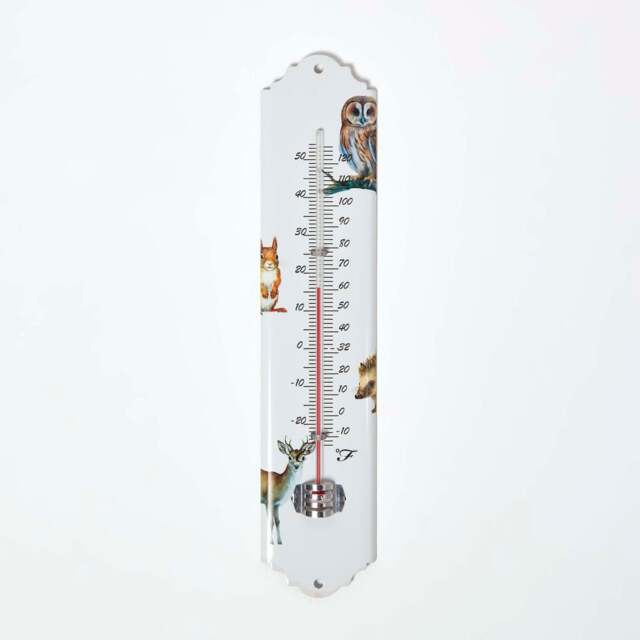 Homescapes Outdoor Thermometer with Woodland Animal Design