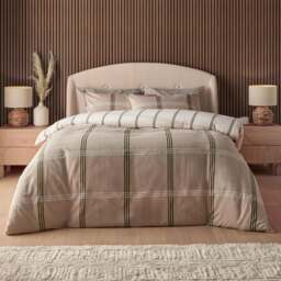 Silentnight Brushed Cotton Check Print Duvet Cover Set, Natural
