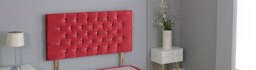 "Red Crush Velvet Chesterfield Crystal Button Headboard Red 2FT6 Small Single 20""inch Headboard"
